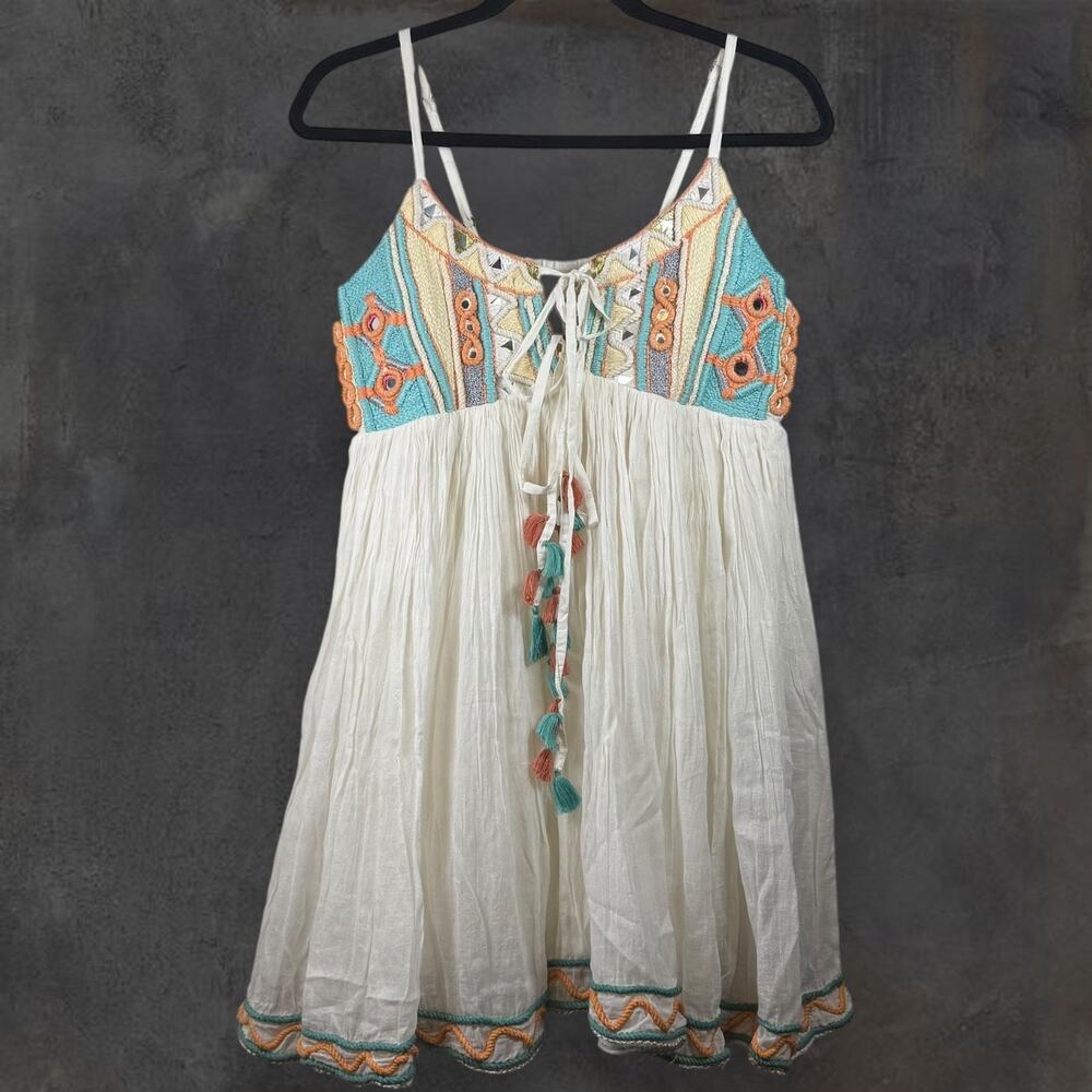 Raga Anthropologie Coastland Babydoll Dress in Aqua Women's Small Boho NWT